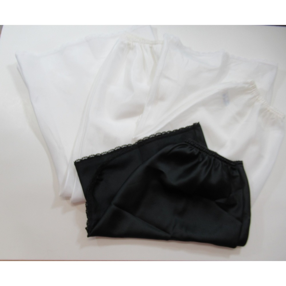 3 Vintage Warners Satin Skirt Half Slips Lot Small White Black Polyester